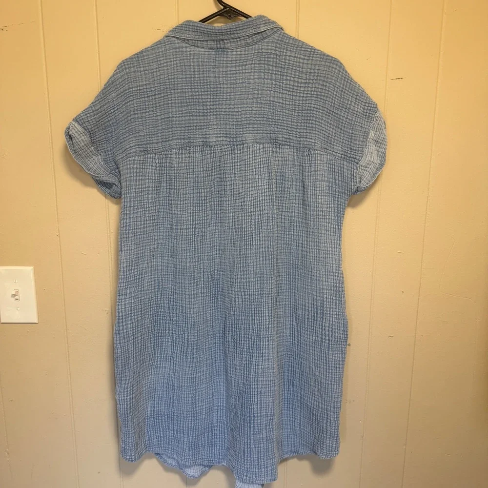 Womens‎ Boho Gauze Cotton Button Up Shirt Dress XL Resort Travel Beach Vacation - Picture 12 of 13